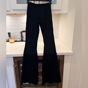 Edikted Black Ribbed Flare Pants